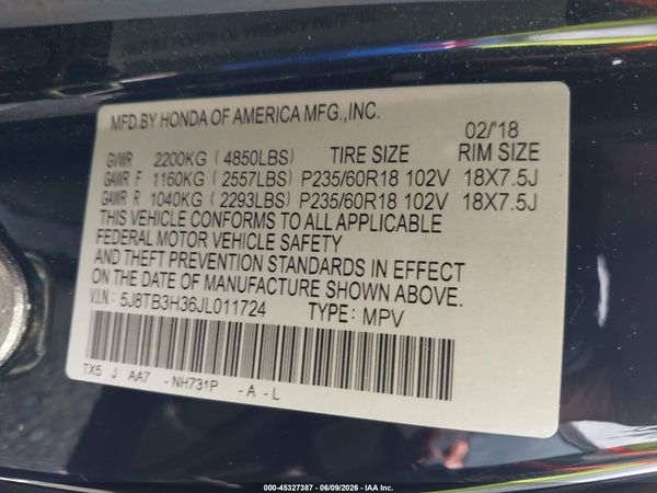 2018 ACURA RDX ACURAWATCH PLUS PACKAGE