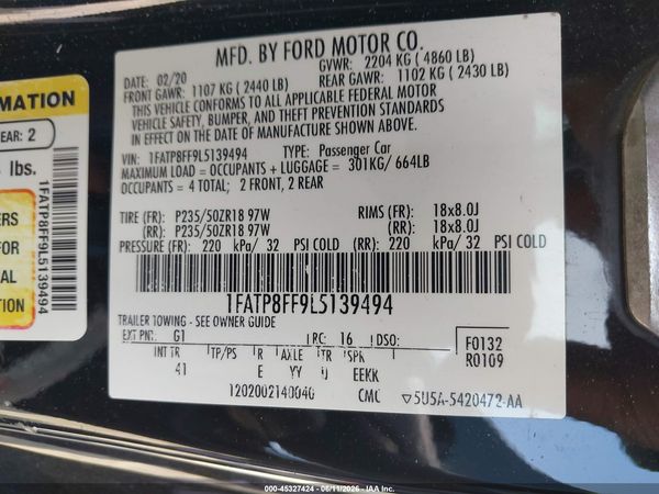 2020 FORD MUSTANG GT PREMIUM
