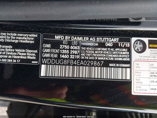 2014 MERCEDES-BENZ S 550 4MATIC