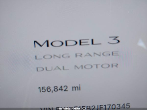 2018 TESLA MODEL 3 LONG RANGE/PERFORMANCE