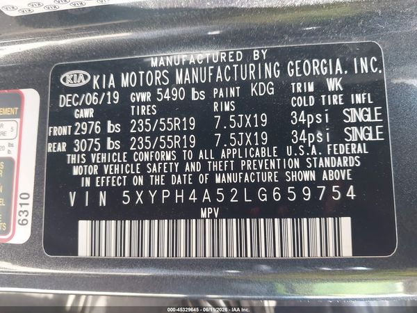 2020 KIA SORENTO 3.3L EX