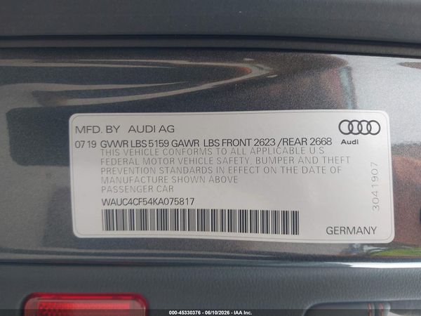 2019 AUDI S5 3.0T PREMIUM