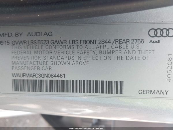 2016 AUDI A6 3.0 TDI PREMIUM PLUS