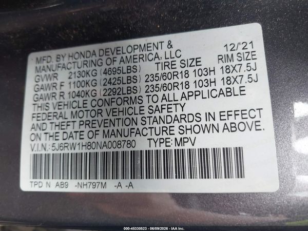 2022 HONDA CR-V 2WD EX-L