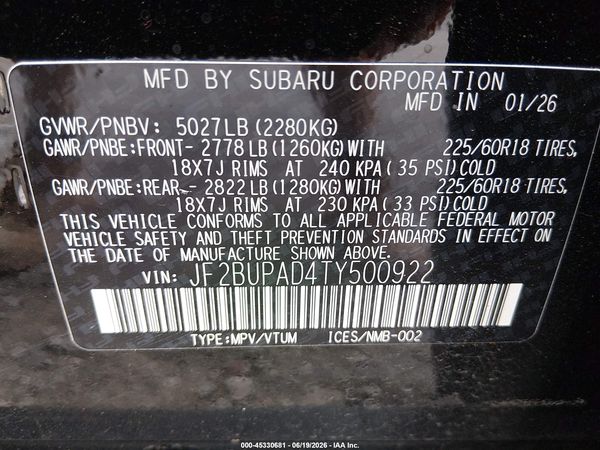 2026 SUBARU OUTBACK PREMIUM — I9