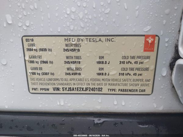 2018 TESLA MODEL S