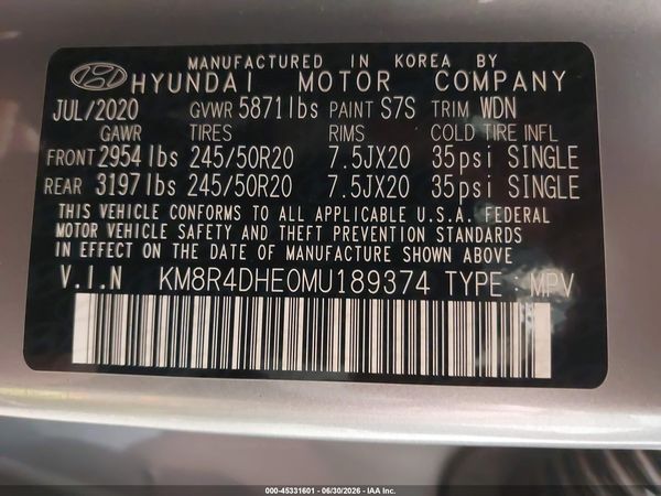 2021 HYUNDAI PALISADE SEL