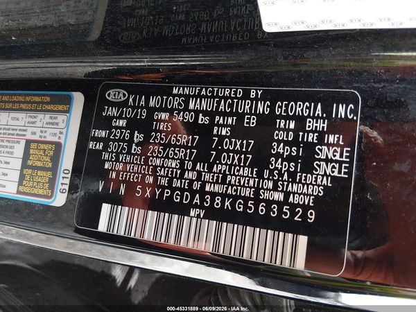 2019 KIA SORENTO 2.4L LX