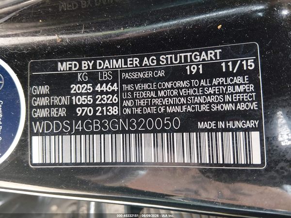 2016 MERCEDES-BENZ CLA 250 4MATIC