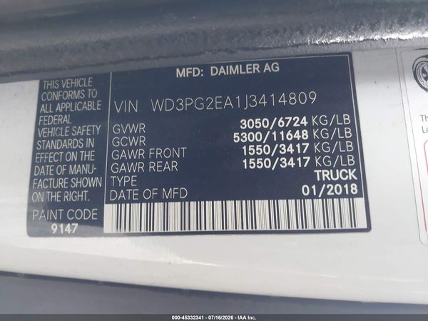 2018 MERCEDES-BENZ METRIS