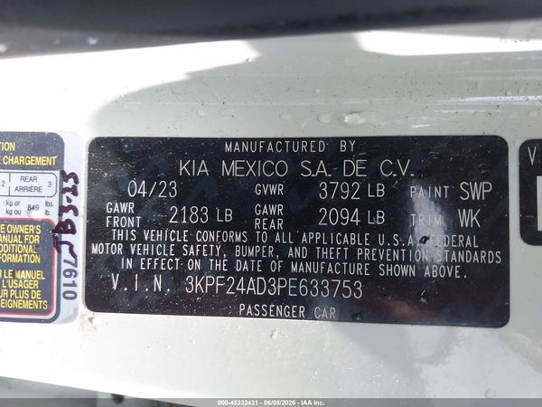 2023 KIA FORTE LXS