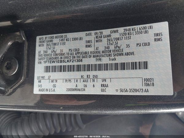 2020 FORD F-150 XL