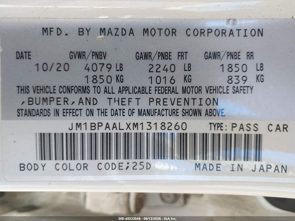 2021 MAZDA MAZDA3 2.5 S