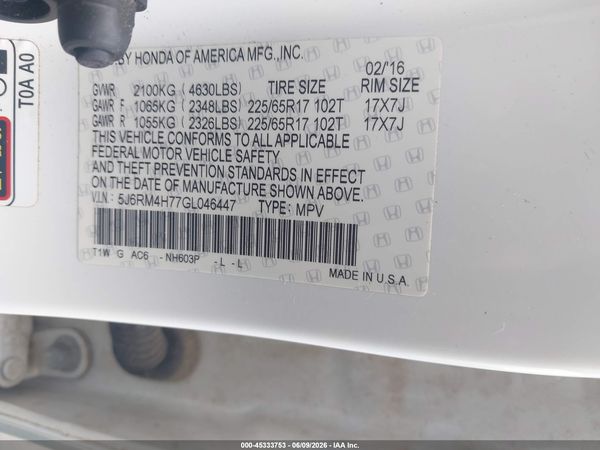 2016 HONDA CR-V EX-L