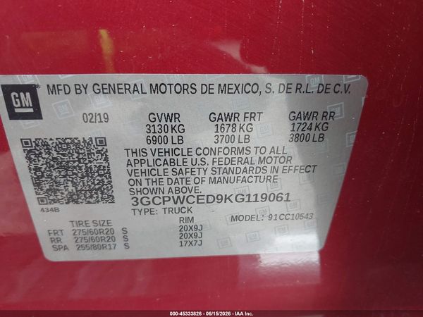 2019 CHEVROLET SILVERADO 1500 LT — I9