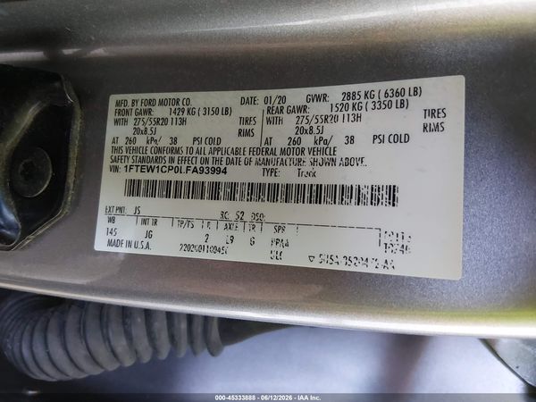 2020 FORD F-150 XL