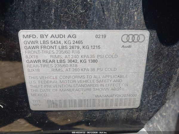 2019 AUDI Q5 45 PREMIUM