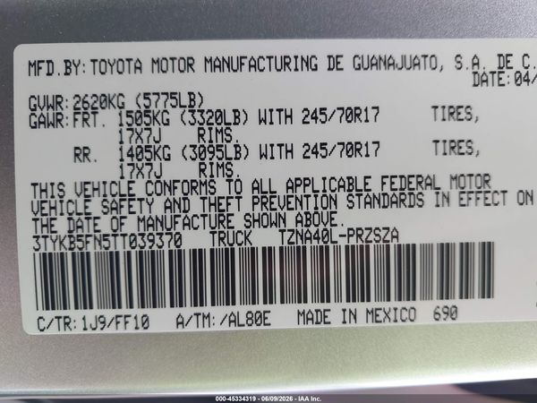 2026 TOYOTA TACOMA SR5