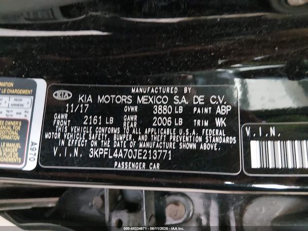 2018 KIA FORTE S