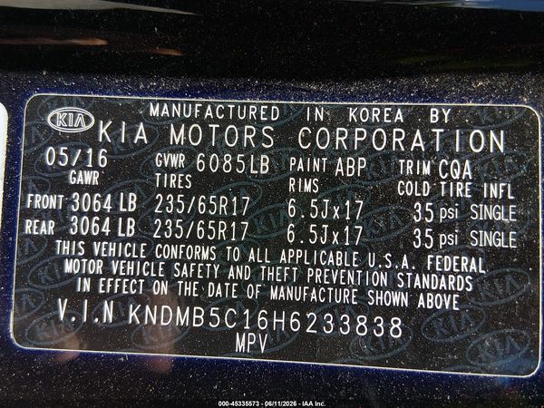 2017 KIA SEDONA LX