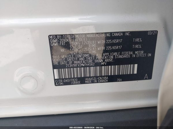 2021 TOYOTA RAV4 LE