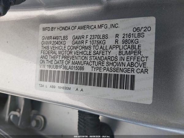2020 ACURA TLX STANDARD