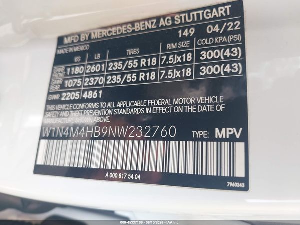 2022 MERCEDES-BENZ GLB 250 4MATIC