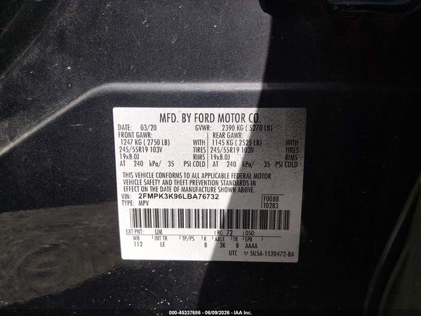 2020 FORD EDGE TITANIUM — I9