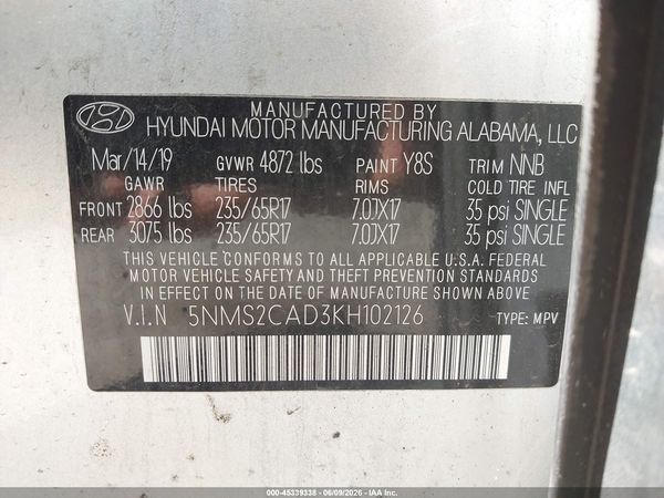 2019 HYUNDAI SANTA FE SE