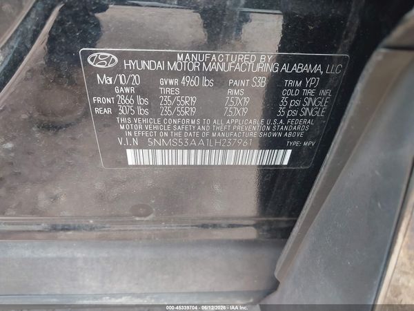 2020 HYUNDAI SANTA FE LIMITED 2.0T