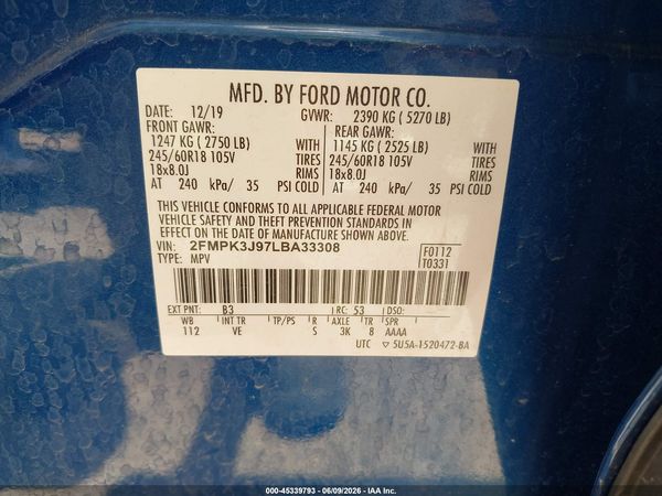 2020 FORD EDGE SEL — I9