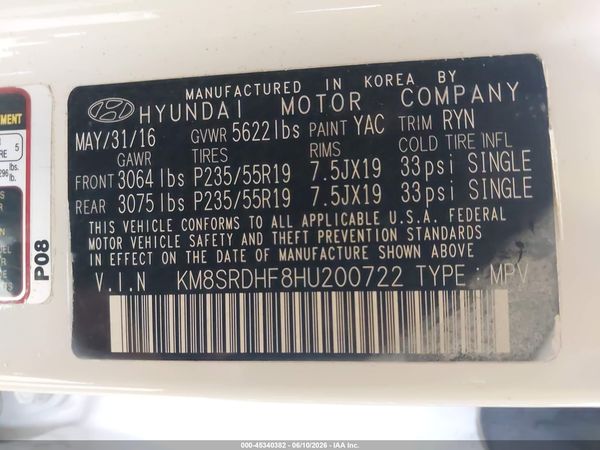 2017 HYUNDAI SANTA FE SE ULTIMATE
