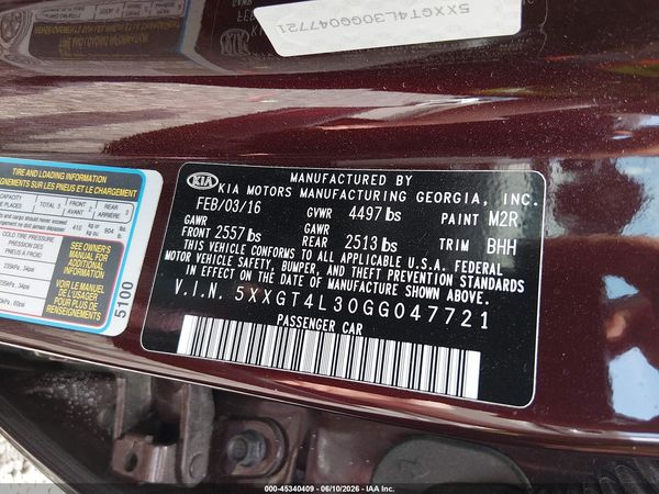 2016 KIA OPTIMA LX