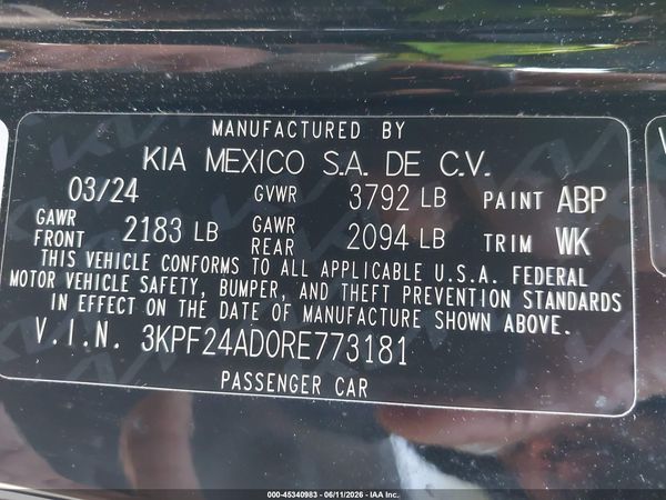 2024 KIA FORTE LXS