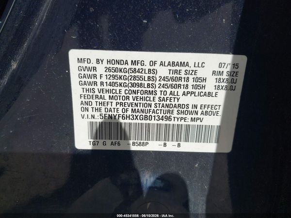 2016 HONDA PILOT EX