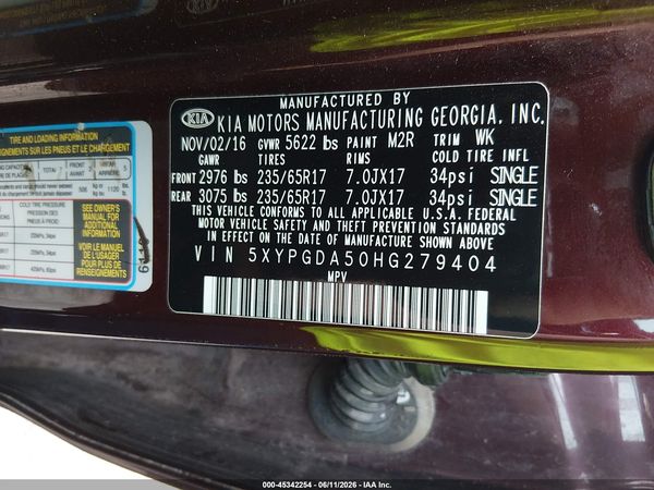 2017 KIA SORENTO 3.3L LX