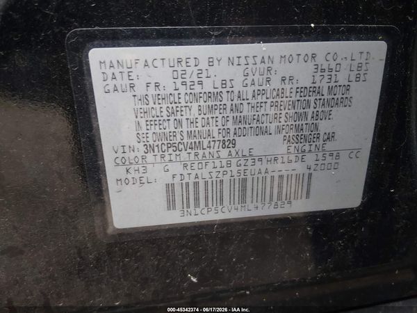 2021 NISSAN KICKS SV XTRONIC CVT — I9