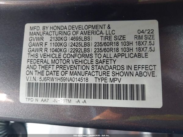 2022 HONDA CR-V 2WD EX