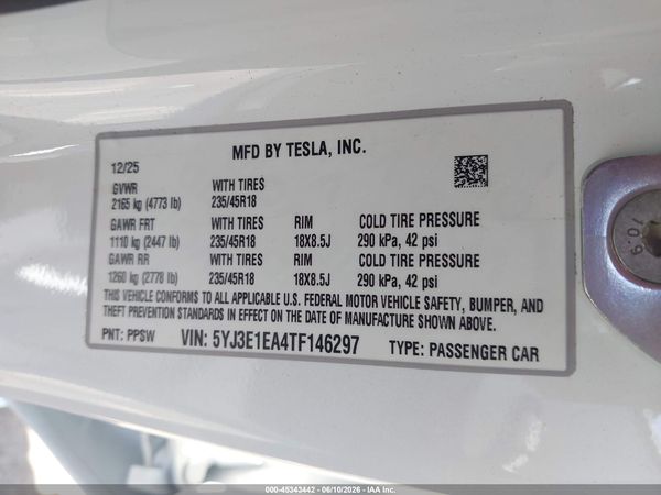 2026 TESLA MODEL 3
