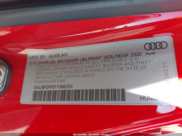 2015 AUDI S3 2.0T PREMIUM PLUS