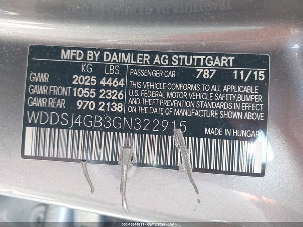 2016 MERCEDES-BENZ CLA 250 4MATIC