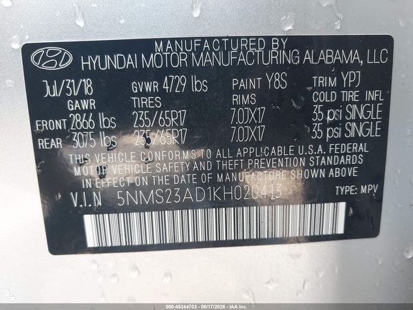 2019 HYUNDAI SANTA FE SE