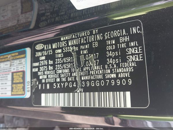 2016 KIA SORENTO 2.4L LX
