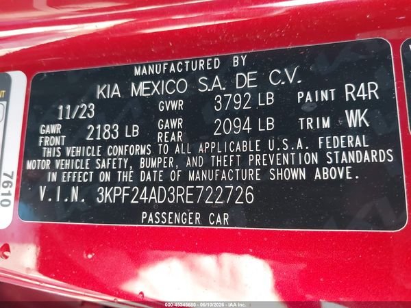 2024 KIA FORTE LXS