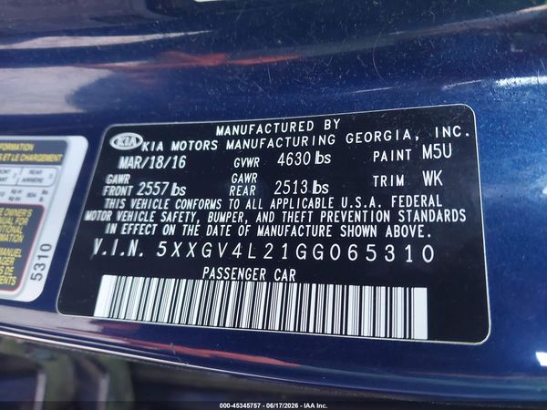 2016 KIA OPTIMA SXL TURBO