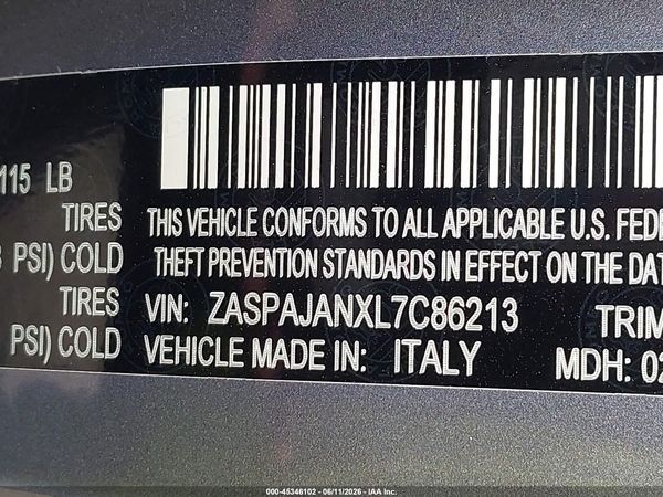 2020 ALFA ROMEO STELVIO SPORT RWD