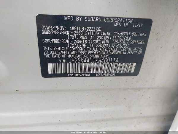 2019 SUBARU FORESTER Base+ES