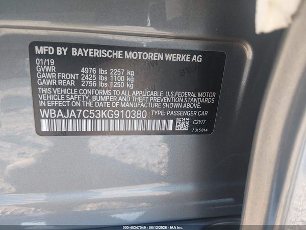 2019 BMW 530I XDRIVE