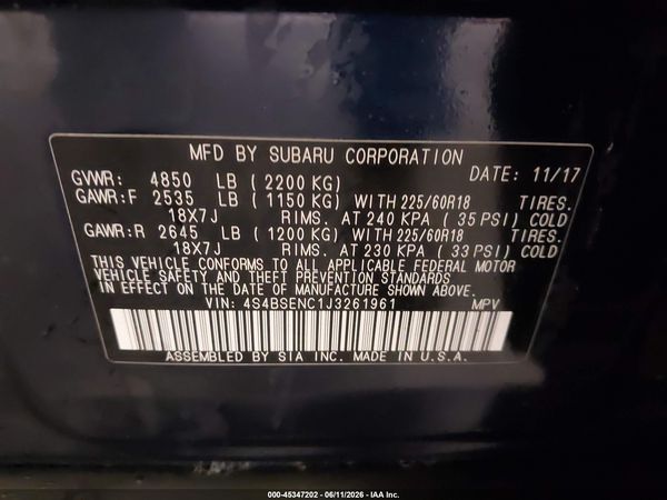 2018 SUBARU OUTBACK 3.6R LIMITED