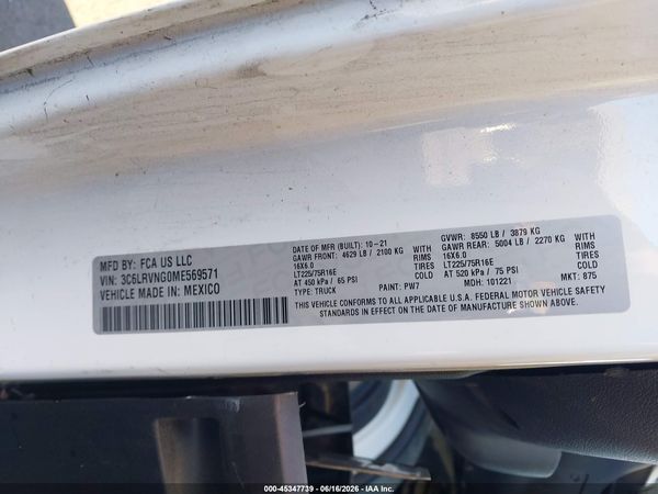 2021 RAM PROMASTER 1500 LOW ROOF 118 WB